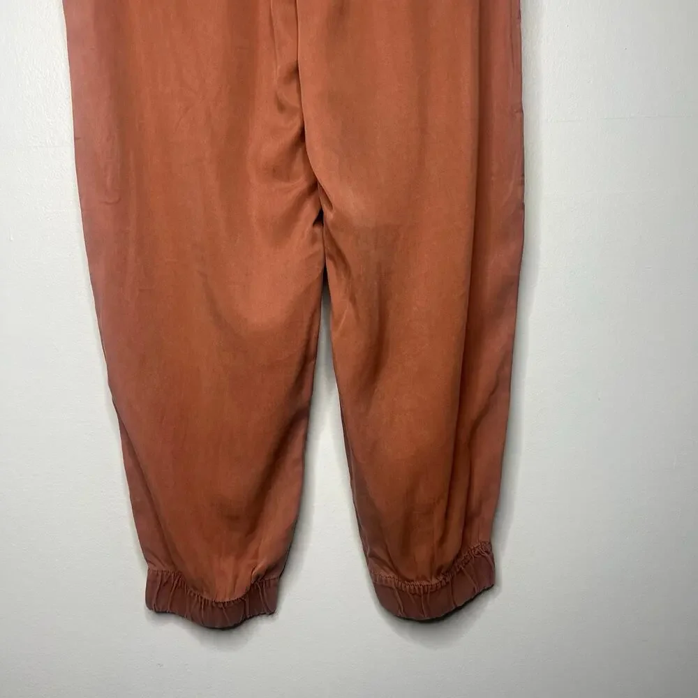 NEW Nicole Miller 100% Lyocell Cargo Pocket Jogger Ankle Pants Size L Terracotta